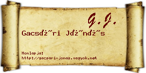 Gacsári Jónás névjegykártya